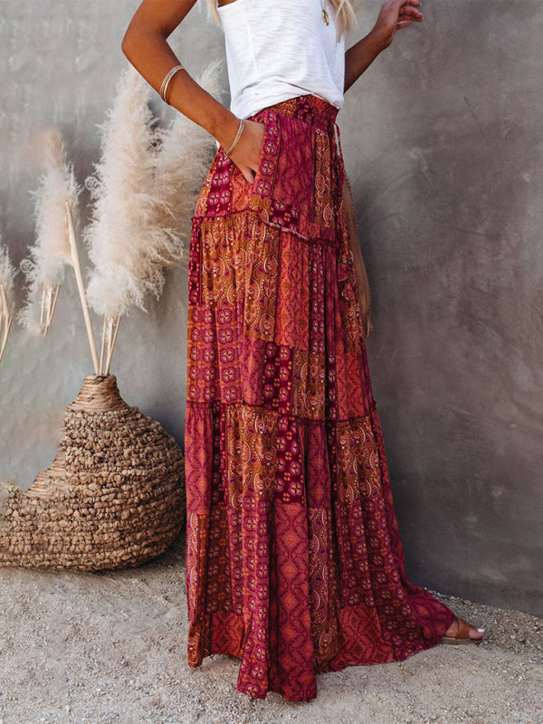 Bohemian High Waist Maxi Skirt