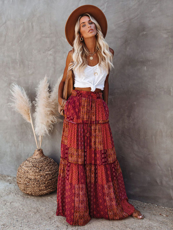 Bohemian High Waist Maxi Skirt