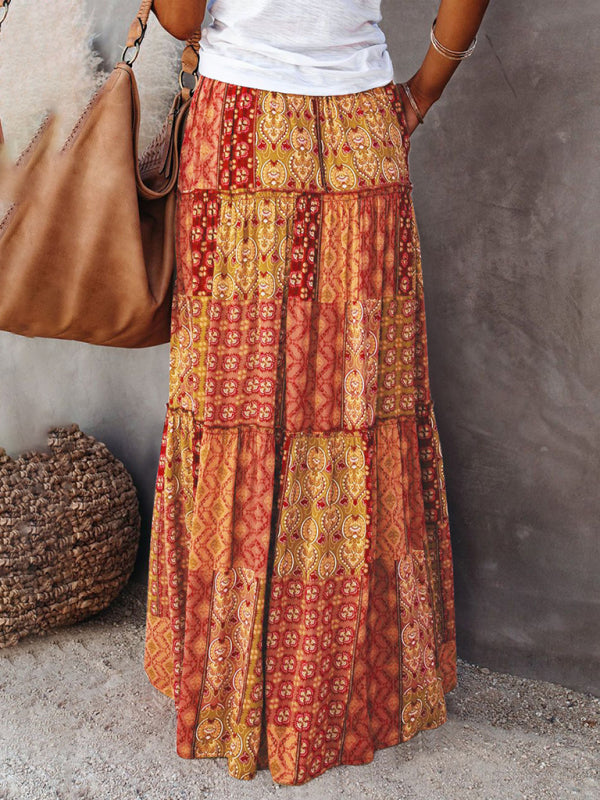 Bohemian High Waist Maxi Skirt
