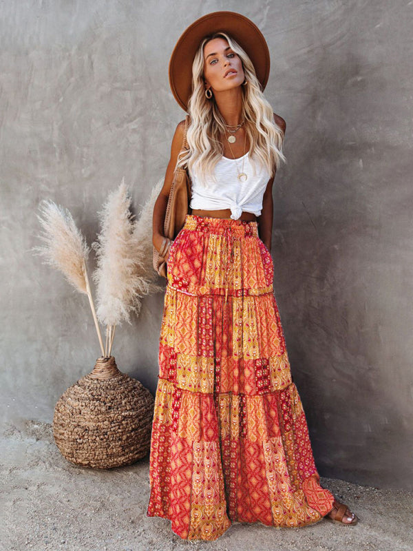Bohemian High Waist Maxi Skirt
