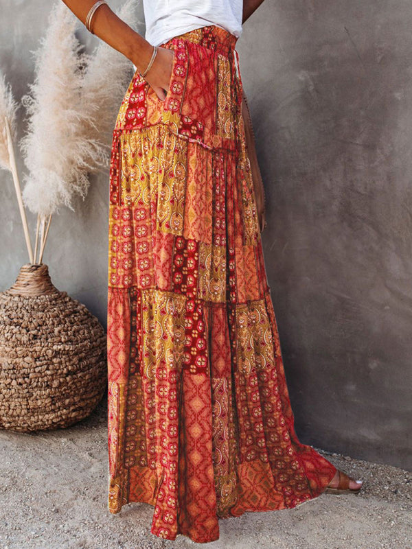 Bohemian High Waist Maxi Skirt