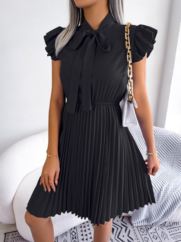 Pleated Sleeveless Midi Dress – Tie Waist, Grace Style for Spring & Summer