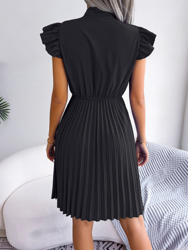Pleated Sleeveless Midi Dress – Tie Waist, Grace Style for Spring & Summer