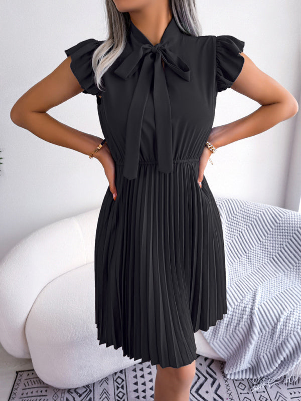 Pleated Sleeveless Midi Dress – Tie Waist, Grace Style for Spring & Summer