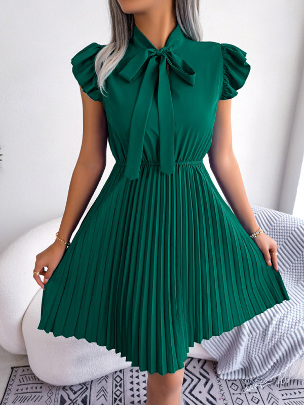Pleated Sleeveless Midi Dress – Tie Waist, Grace Style for Spring & Summer