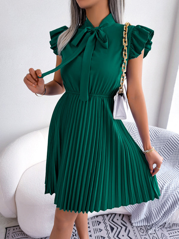 Pleated Sleeveless Midi Dress – Tie Waist, Grace Style for Spring & Summer