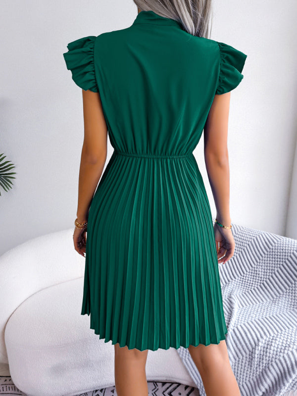Pleated Sleeveless Midi Dress – Tie Waist, Grace Style for Spring & Summer