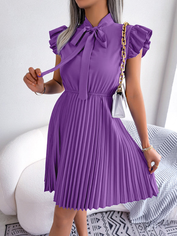Pleated Sleeveless Midi Dress – Tie Waist, Grace Style for Spring & Summer