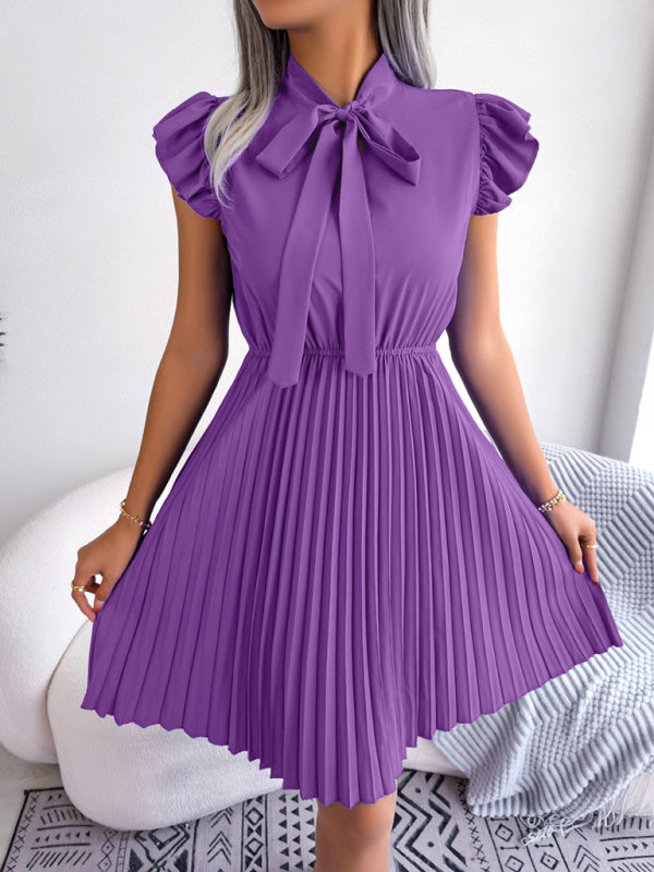 Pleated Sleeveless Midi Dress – Tie Waist, Grace Style for Spring & Summer
