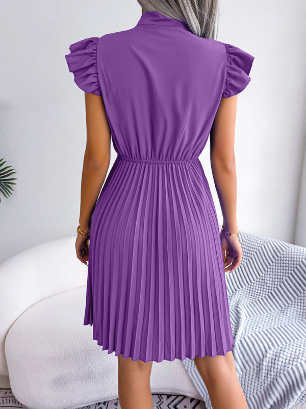 Pleated Sleeveless Midi Dress – Tie Waist, Grace Style for Spring & Summer