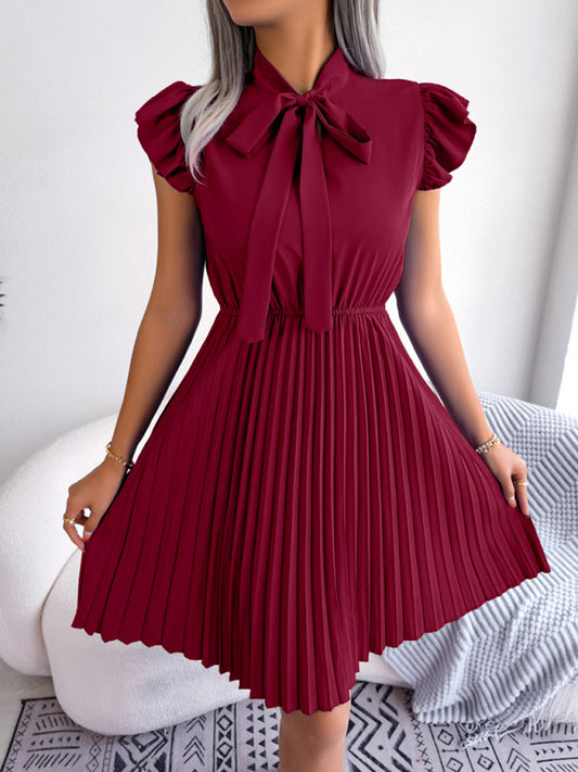 Pleated Sleeveless Midi Dress – Tie Waist, Grace Style for Spring & Summer