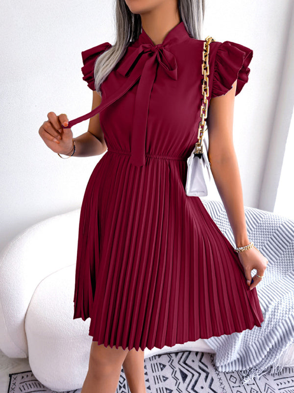 Pleated Sleeveless Midi Dress – Tie Waist, Grace Style for Spring & Summer