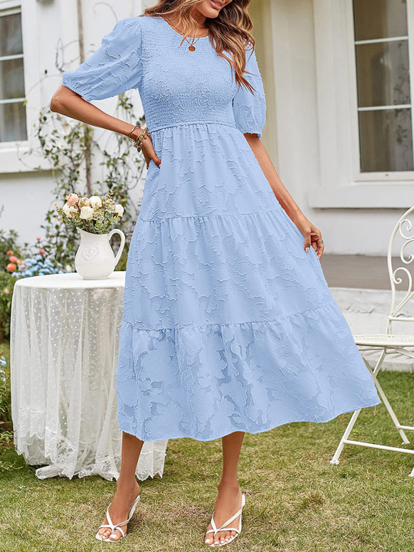 Solid Jacquard Sleeveless Chiffon Midi Dress – Lightweight & Pleated Elegance