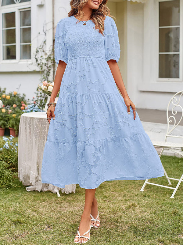 Solid Jacquard Sleeveless Chiffon Midi Dress – Lightweight & Pleated Elegance