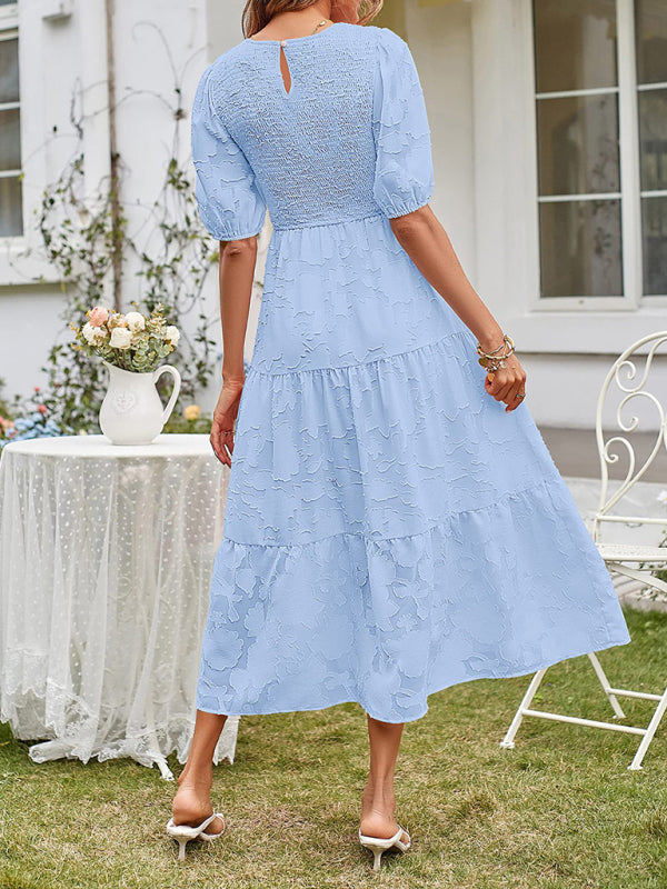 Solid Jacquard Sleeveless Chiffon Midi Dress – Lightweight & Pleated Elegance