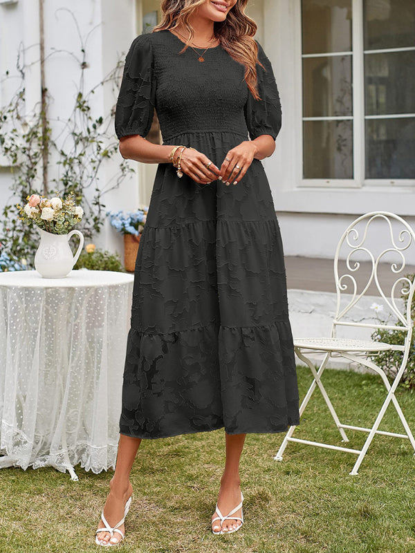 Solid Jacquard Sleeveless Chiffon Midi Dress – Lightweight & Pleated Elegance