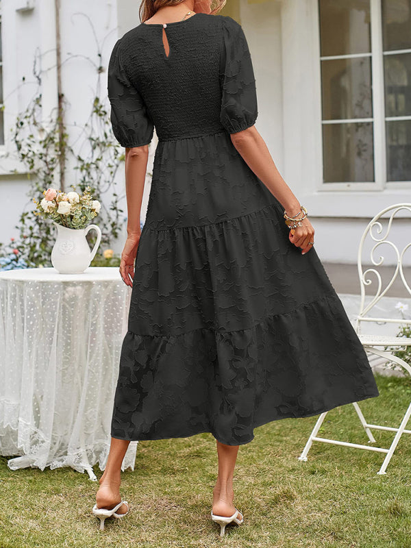 Solid Jacquard Sleeveless Chiffon Midi Dress – Lightweight & Pleated Elegance