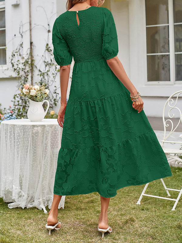 Solid Jacquard Sleeveless Chiffon Midi Dress – Lightweight & Pleated Elegance