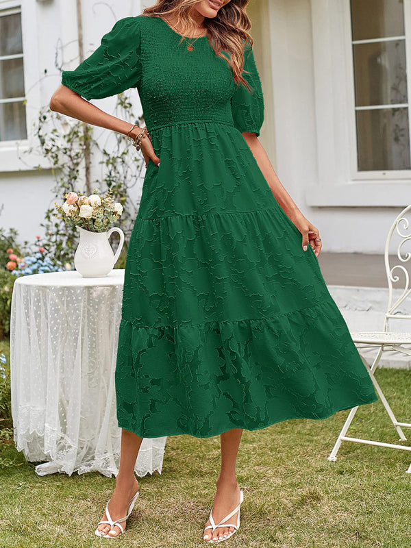 Solid Jacquard Sleeveless Chiffon Midi Dress – Lightweight & Pleated Elegance