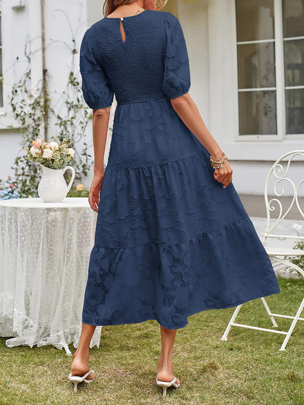 Solid Jacquard Sleeveless Chiffon Midi Dress – Lightweight & Pleated Elegance