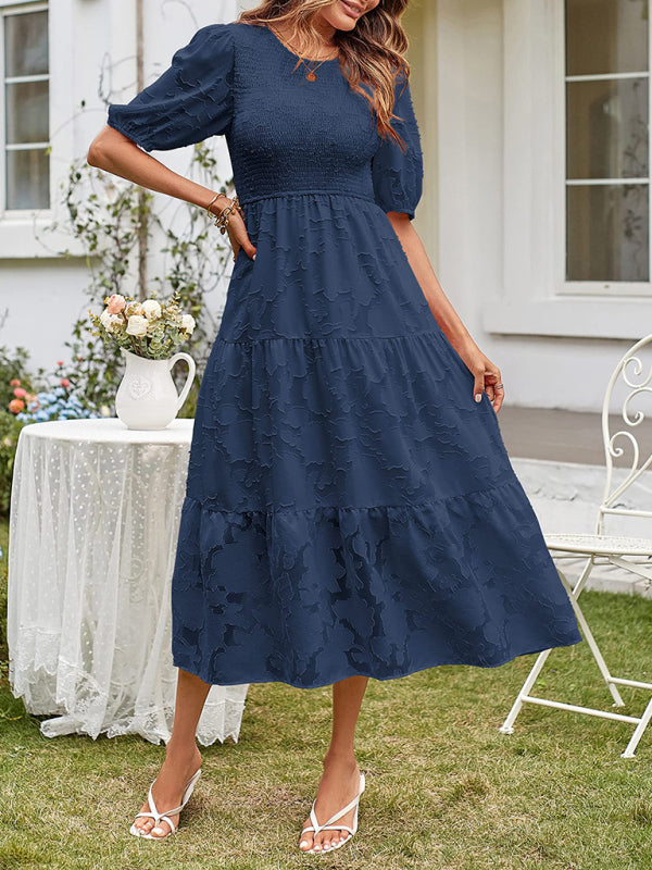 Solid Jacquard Sleeveless Chiffon Midi Dress – Lightweight & Pleated Elegance