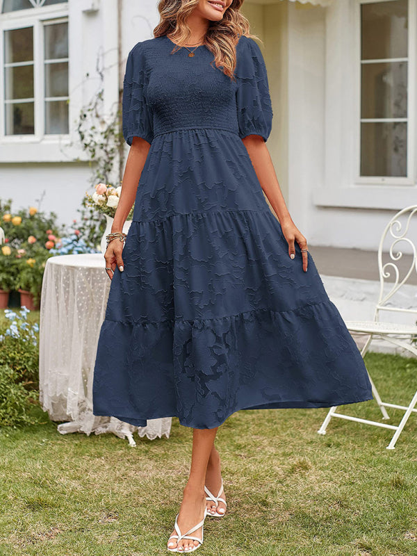 Solid Jacquard Sleeveless Chiffon Midi Dress – Lightweight & Pleated Elegance