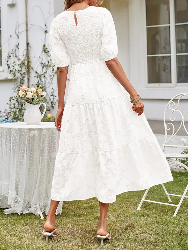 Solid Jacquard Sleeveless Chiffon Midi Dress – Lightweight & Pleated Elegance