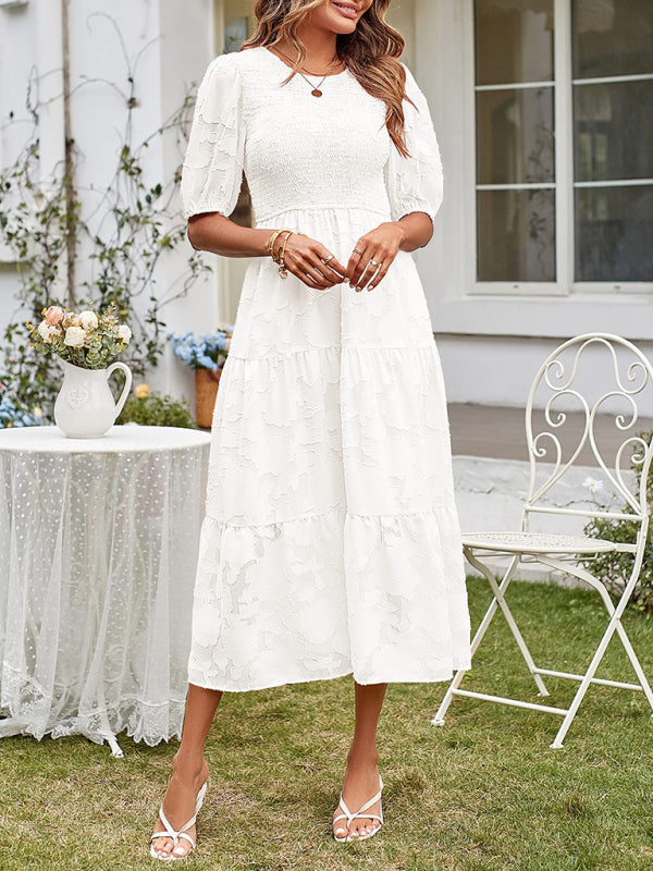 Solid Jacquard Sleeveless Chiffon Midi Dress – Lightweight & Pleated Elegance