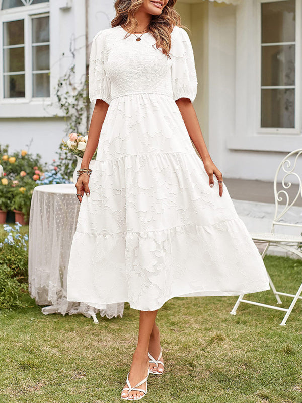 Solid Jacquard Sleeveless Chiffon Midi Dress – Lightweight & Pleated Elegance