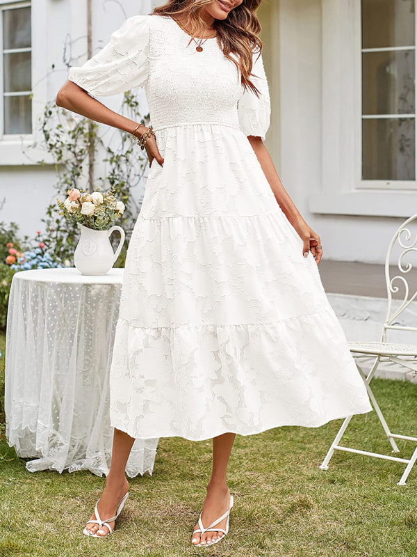 Solid Jacquard Sleeveless Chiffon Midi Dress – Lightweight & Pleated Elegance