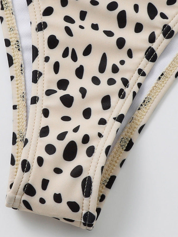 Leopard Print 3-Piece Bikini Set with Mesh Jacket – Long Sleeve Swimwear