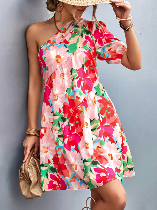 Floral One-Shoulder Maxi Dress – Lightweight & Soft for Summer Getaways