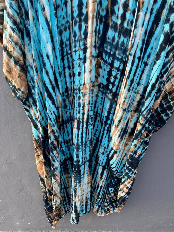 Rayon Tie-Dye Beach Cover-Up – Boho Graphic Print Sunscreen Cardigan