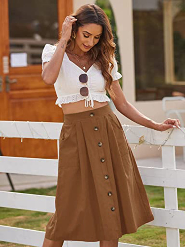 Button Front High Waist Skirt – Smiling Maria