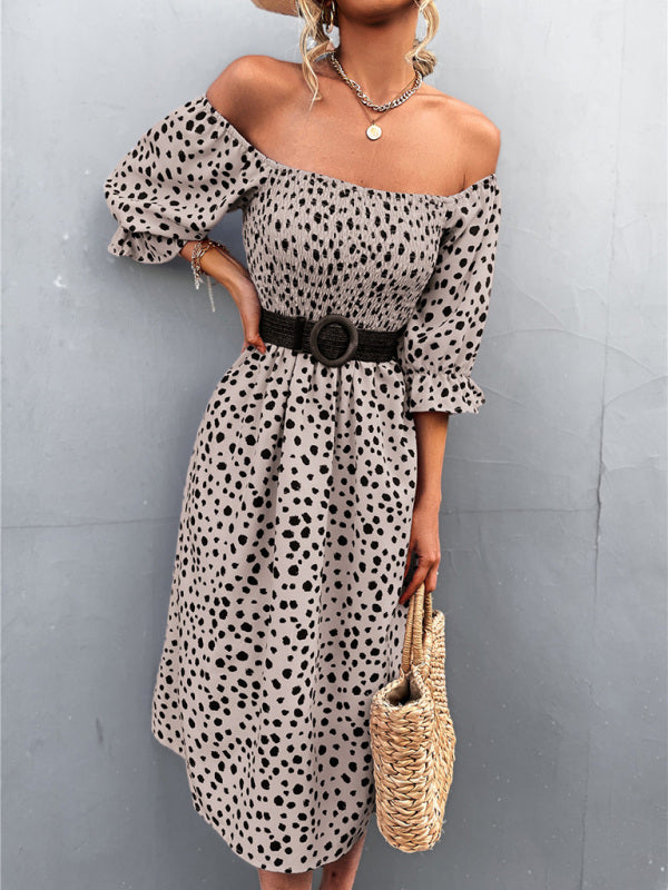 Retro Leopard Print Sleeveless Dress – Square Neckline, Two-Way Wear