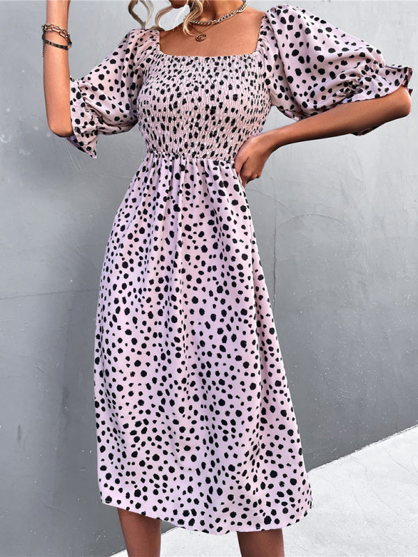 Retro Leopard Print Sleeveless Dress – Square Neckline, Two-Way Wear