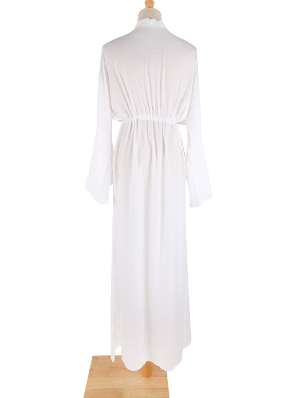 Boho Trumpet Sleeve Long Beach Cardigan – Lightweight Sunscreen Cover-Up