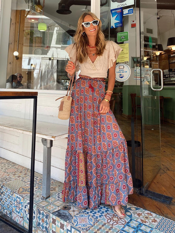 Tropical Ruffle Maxi Skirt – Smiling Maria