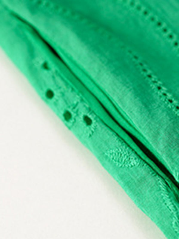 Elegant Hollow Jacquard Square Neck Dress – Sleeveless Spring-Summer Skirt