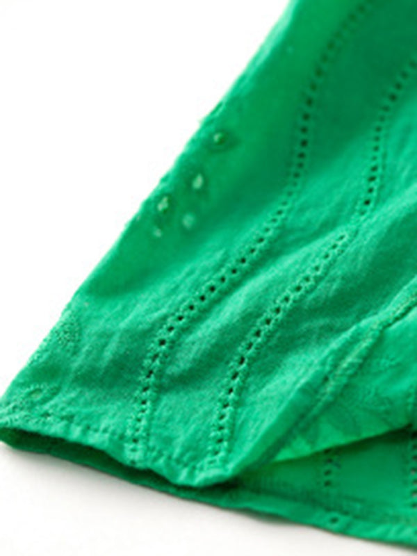 Elegant Hollow Jacquard Square Neck Dress – Sleeveless Spring-Summer Skirt