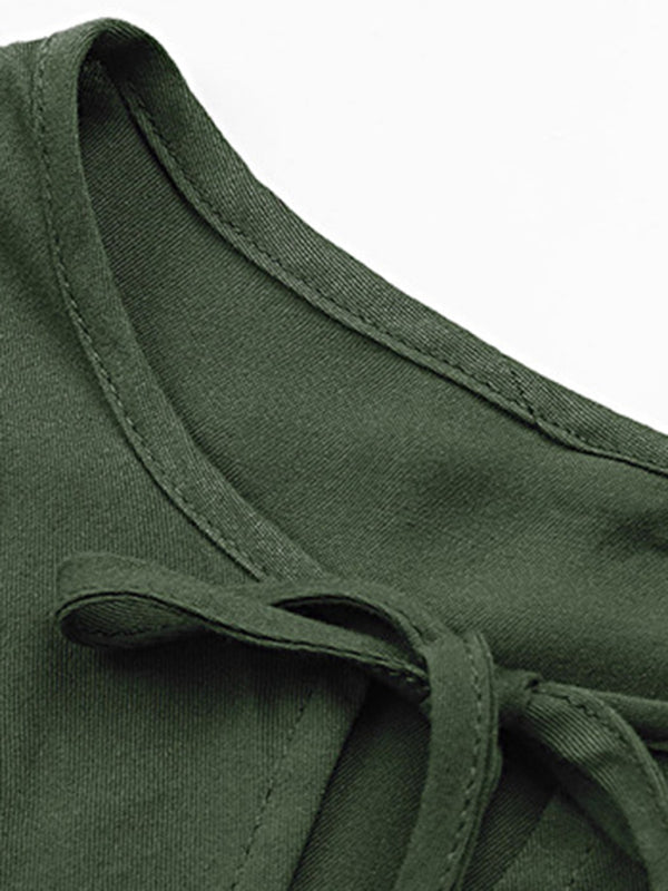 Lace Stitch Sleeveless Summer Dress – Soft Stretch Fit in Solid Green