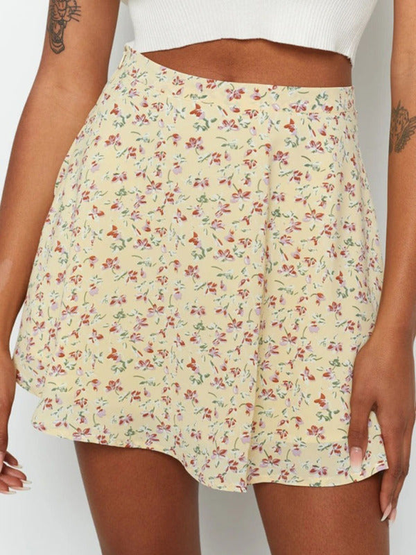 Floral High Waist Chiffon Skirt