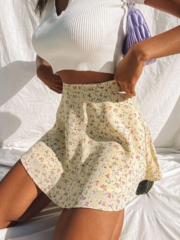 Floral High Waist Chiffon Skirt