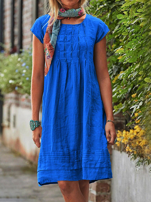 Casual Mid-Length Solid Dress – Slim Fit, Woven Polyester, Spring-Summer Style