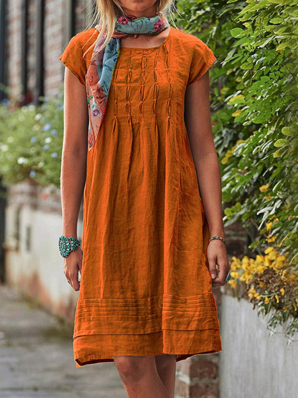 Casual Mid-Length Solid Dress – Slim Fit, Woven Polyester, Spring-Summer Style