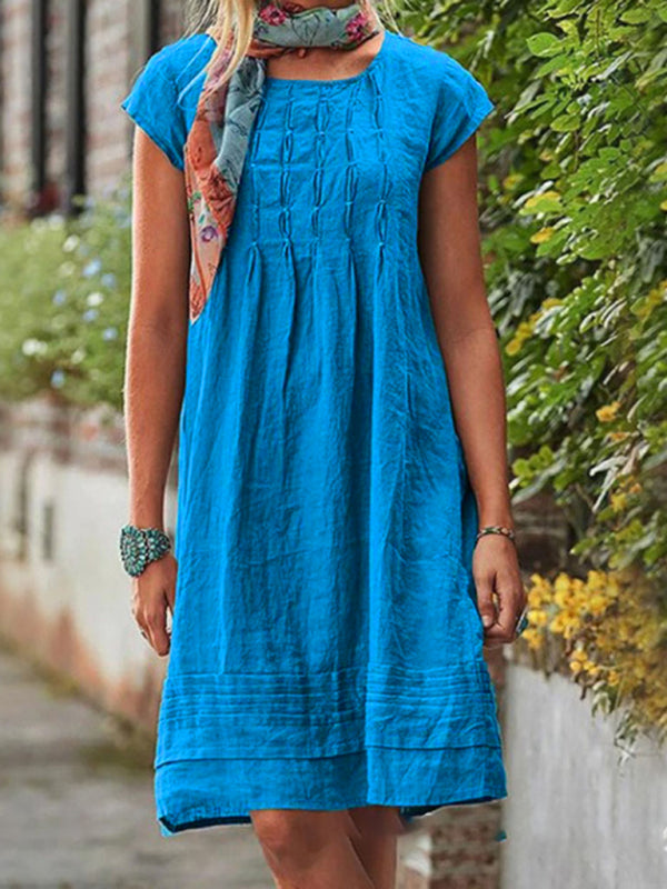 Casual Mid-Length Solid Dress – Slim Fit, Woven Polyester, Spring-Summer Style
