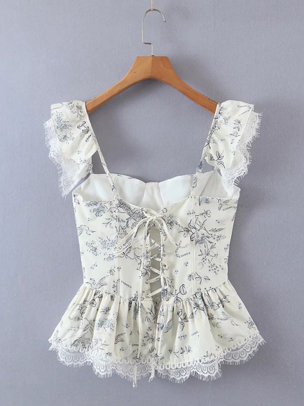 French Lace Slim Floral Camisole Top