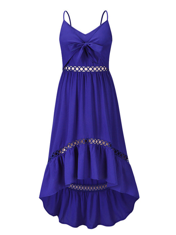 Irregular Woven Mid-Length Sling Dress – Graceful Sleeveless Fit for Spring