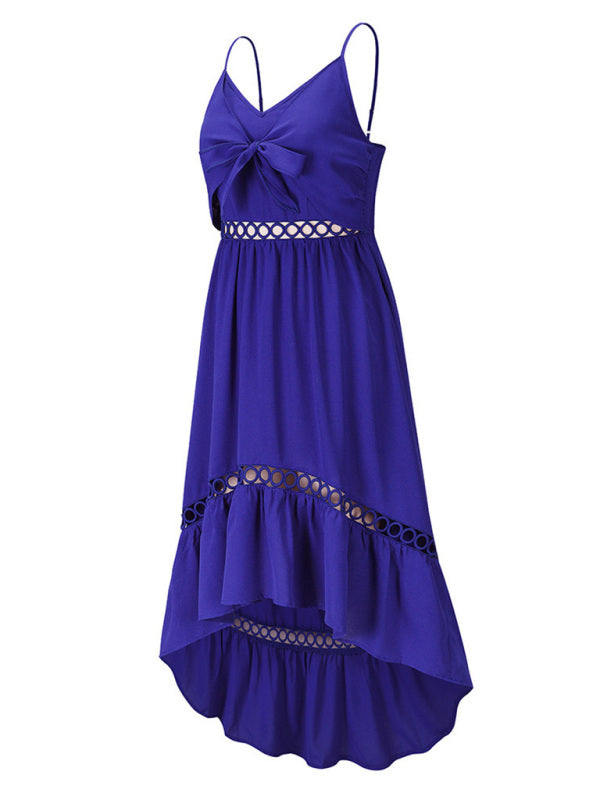 Irregular Woven Mid-Length Sling Dress – Graceful Sleeveless Fit for Spring