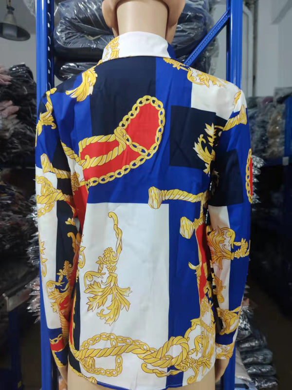 Chemise à manches longues imprimée avec col à revers – Smiling Maria